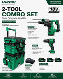 HiKOKI Tough Combo 3 DH1826DA + DV18DG 18V Brushless Kit — 26mm SDS Hammer 3.2J, 62Nm Driver Drill, 3× 4.0Ah, Charger | Model: H-DH1826DA-C14 Cordless Rotary Hammer Hikoki 