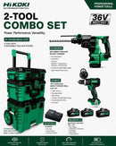 HiKOKI Tough Combo 5 DH3628DA + DV36DC 36V MultiVolt — 28mm SDS Hammer, Driver Drill, BSL36A18 Battery, Charger | Model: H-DH3628DA-C07 Cordless Rotary Hammer Hikoki 
