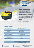 Hoppt Double Road Roller (650kg) C/W Kubota Water-Cooled Diesel Engine E75-NB3-HG-2 (Crank & Electrical Start)*Engine Made In Japan | Model : ROL650DK Road Roller Hoppt 