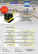 Hoppt Reversible Plate Compactor (402kg) C/W Hatz Engine 1D42S (Crank Start Only) | Model : CPT400DE Plate Compactor Hoppt 