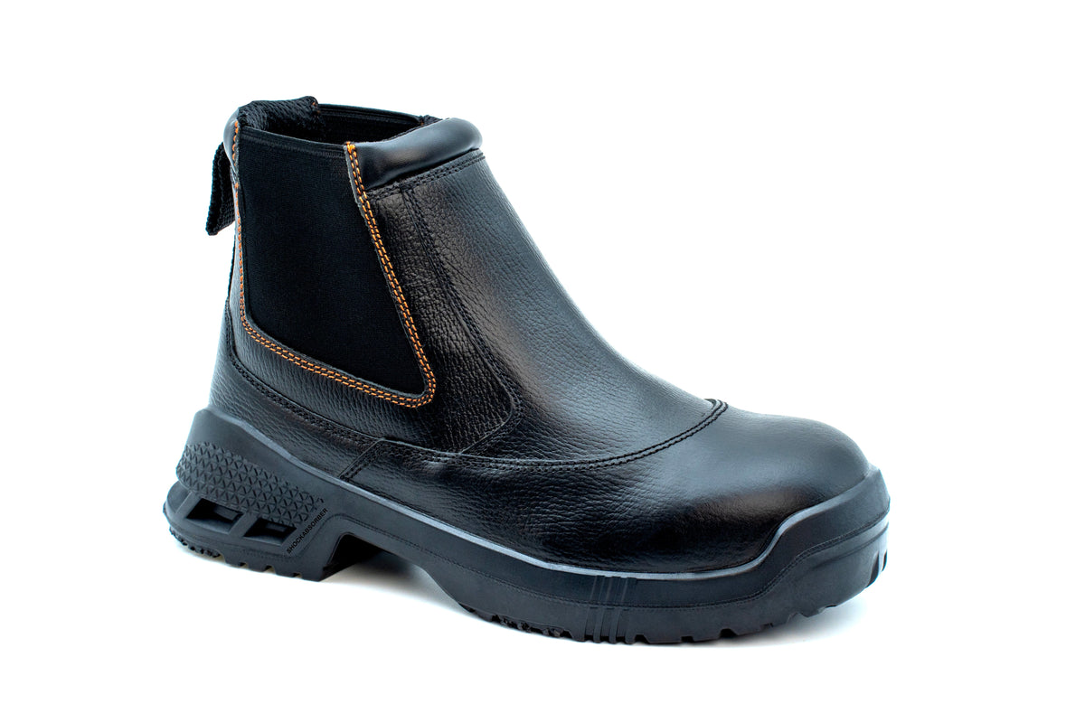 King's Black Chelsea Boots Back Pull Up Mid Cut Safety Shoes (6 Months