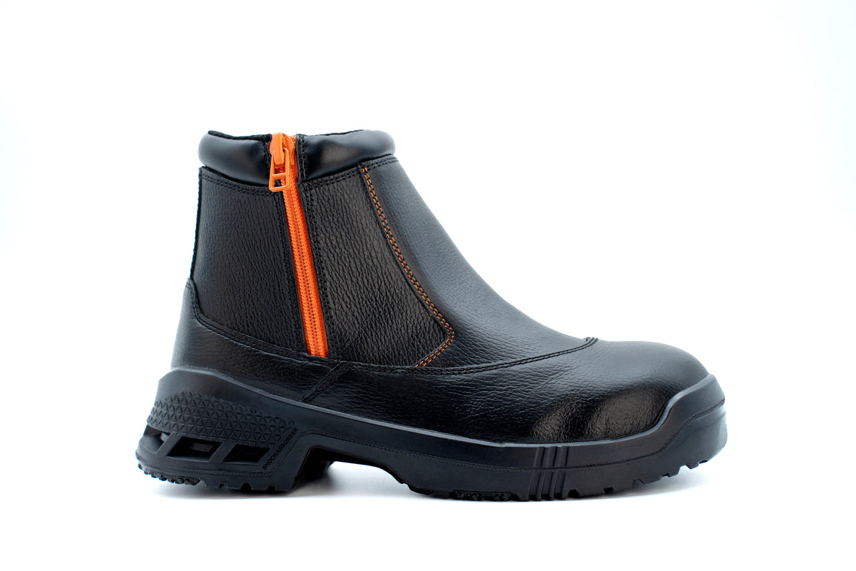 KING'S Black Zipper Mid Cut Safety Shoes Boots | Model : KWD206 KING'S Black Zipper Mid Cut Safety Shoes Boots | Model : KWD206