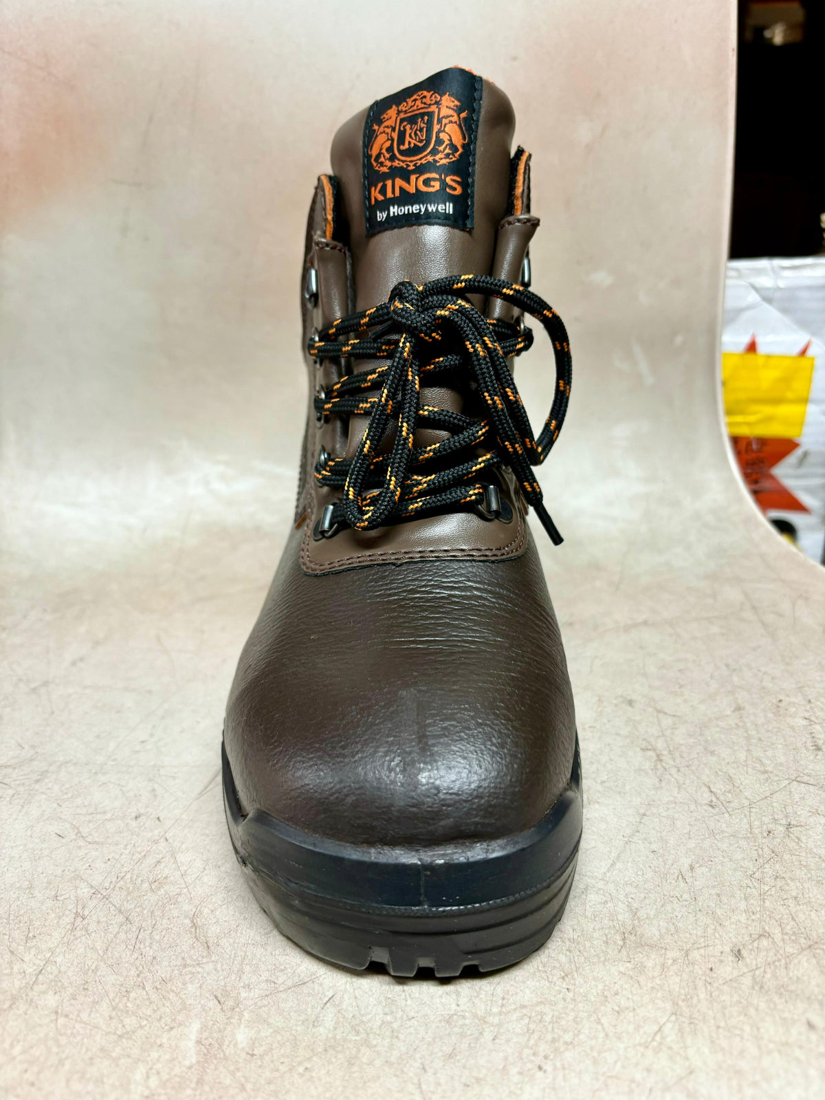 KING S Brown Mid Cut Padded Ankle Collar Safety Boot Dual Density Poly