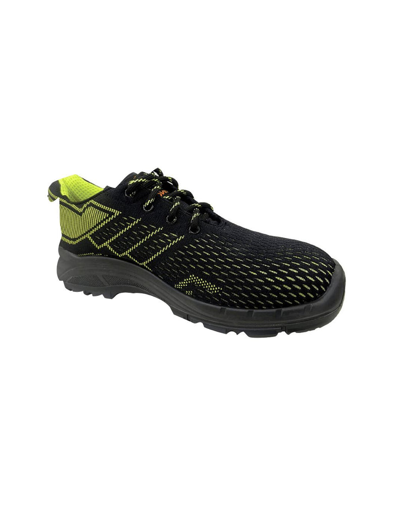 King's Impact Low Cut Black with Green Sports Laced Safety Shoe for In