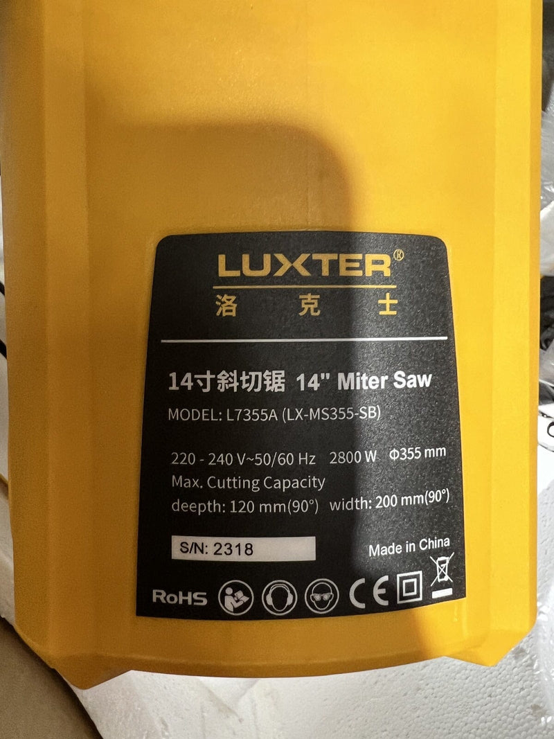 Luxter 355mm 14" Slide Compound Saw 230V | Model : LX-MS355-SB Slide compound Saw Luxter 