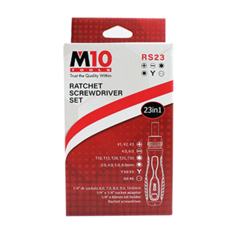 M10 Ratchet Screwdriver Set (23 in 1) | Model : 007-225-023 (RS23) Aikchinhin 