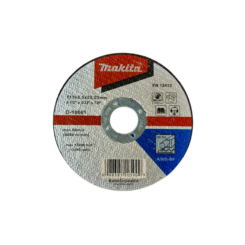 Makita 115mm Cut-Off Wheel 115X2.5X22.23 A30S (D-18661) | Model : M*D-18661 Cut-off Wheel MAKITA 