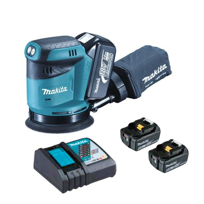 Makita 125mm Cordless Random Orbit Sander with 2 x 6.0Ah Battery and 1 x Charger Cordless Random Orbit Sander Makita 
