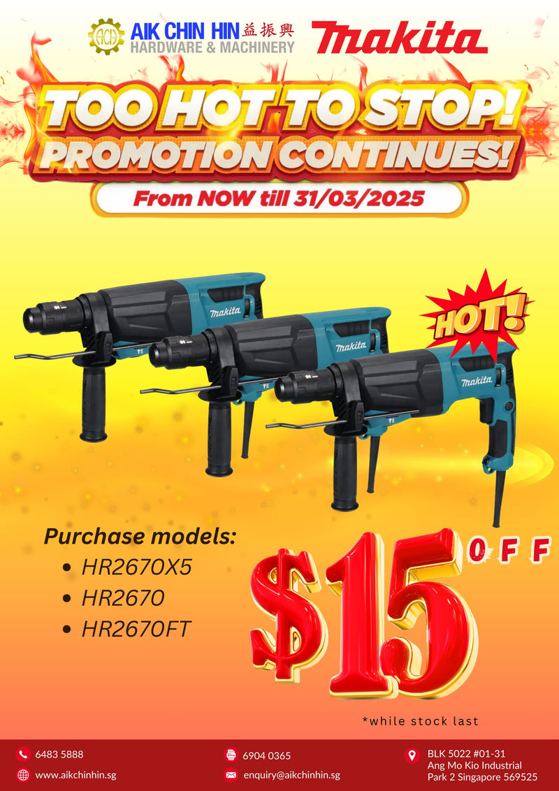 Makita $15 OFF from NOW till 31/03/2025. While stock last!!! MAKITA 