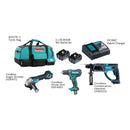 Makita 18V Cordless Combo Kit Includes Rotary Hammer, Angle Grinder, Driver Drill and 2x 5.0Ah Batteries with Charger Makita 