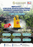 Mepcato 1" Low Level Residue Dewatering Drainage Submersible Water Pump (till 1mm) | Model : WP-HOME-10 Submersible Pump MEPCATO 