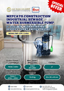 Mepcato 2" 217L/min Construction Industrial Sewage Water Submersible Pump with Stirring Device & Float Switch (Auto) | Model: WP-CPF-2.4SA Submersible Pump MEPCATO 