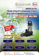 Mepcato 72UD 1.5" Utility Sewage/Sea Water Submersible Pump 250W | Model : WP-72UD-2.25S Sewage Pump MEPCATO 