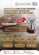 Mepcato CL-2.4 2" Low Level Residue Dewatering Drainage Submersible Water Pump (till 1mm) 750W | Model : WP-CL Submersible Water Pump MEPCATO 