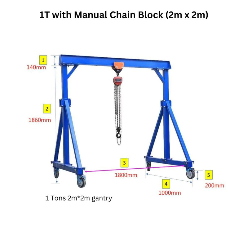 Mobile Lifting Gantry A Frame Crane with Manual Chain Block Trolley | Model: CBT- Chain Block Trolley Aiko 