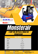 Monsterair 2.5HP 24L Oil Free&amp;Silent Air Compressor | Model: MAW2524 Air Compressor Monsterair 