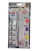 Nasonik 3way 3m Extension Socket With 2 USB and 2 Type C Ports Charger | Model : ESK-SU923C Extension Socket Nasonik 