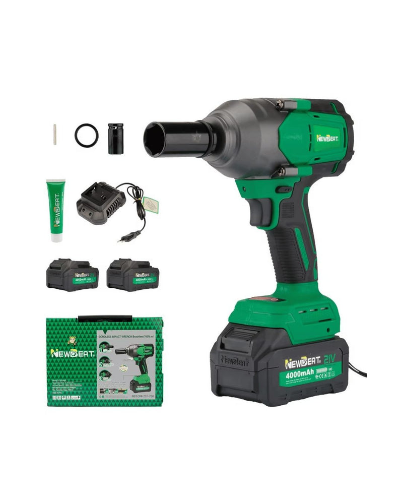 Newbeat 1/2'' Cordless Impact Wrench (BL) 21V 800N.m C/W 2 Battery and 1 Charger | Model: NBT-CIW-21F-800 Cordless Impact Wrench Newbeat 