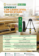 NEWBEAT 1.2M laser level tripod stand, model NBT-LLT-1.2M, adjustable tripod support