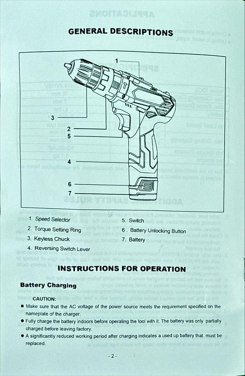 NEWBEAT 12V Cordless Impact Drill C/W 2 Battery & 1 Charger | Model : NBT-CID-12B Cordless Impact Drill NEWBEAT 