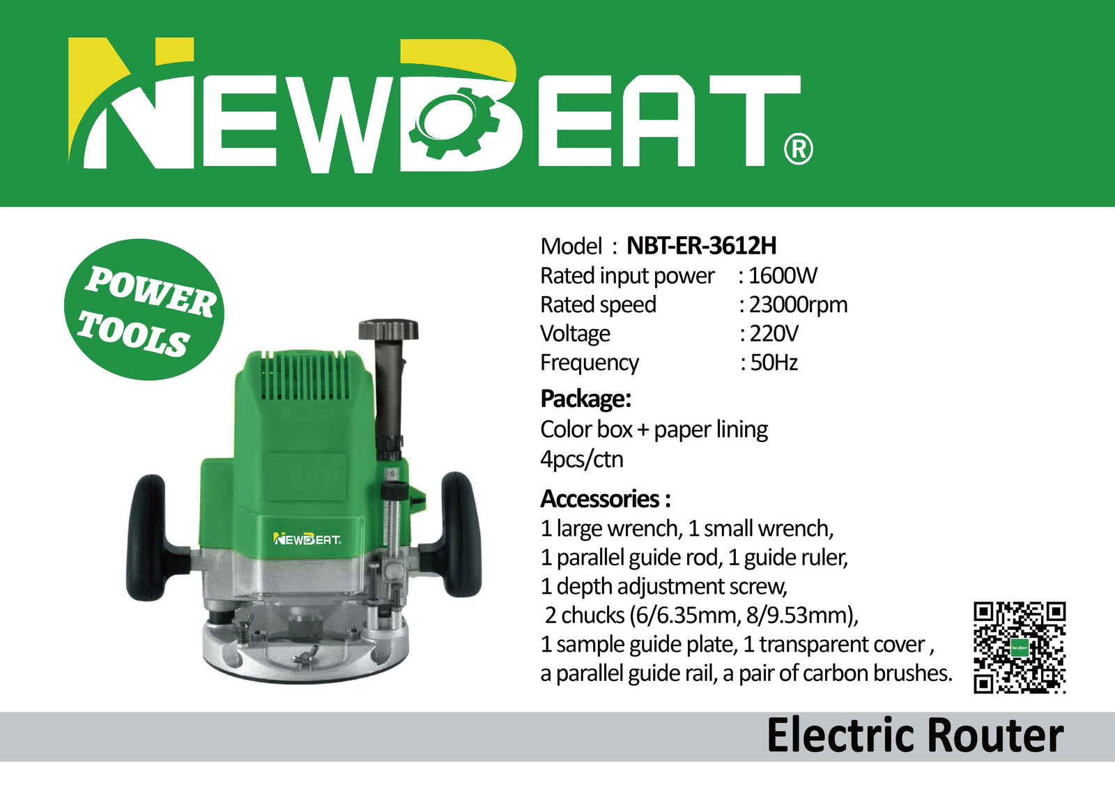 1600w Router NEWBEAT 1600W Electric Router | Model : NBT-ER-3612H