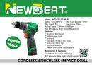 NEWBEAT 16.8V Cordless Drill (Brushless) C/W 2 Battery & 1 Charger | Model : NBT-CID-16.8A-BL Cordless Drill NEWBEAT 