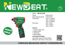 NEWBEAT 16.8V Cordless Impact Screwdriver (Brushless) C/W 2 Battery & 1 Charger | Model : NBT-CIS-16.8A Cordless Impact Driver NEWBEAT 