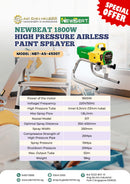 NEWBEAT 1800W High Pressure Airless Paint Sprayer | Model : NBT-AS-4500T Airless Sprayer NEWBEAT 