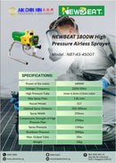 NEWBEAT 1800W High Pressure Airless Sprayer | Model : NBT-AS-4500T Airless Sprayer NEWBEAT 