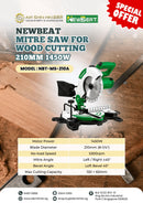 Newbeat 210mm Mitre Saw 1450W for Wood Cutting | Model: NBT-MS-210A Mitre Saw Newbeat 