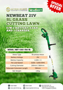 Newbeat 21v Bl Grass Cutting Lawn C/W 2 Battery 4.0ah And 1 Charger | Model: NBT-CGC-21A-BL Grass Cutter Newbeat 
