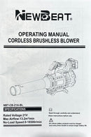Newbeat 21V Cordless Blower C/W 2 Battery and 1 Charger | Model : NBT-CB-21A-BL Cordless Blower NEWBEAT 