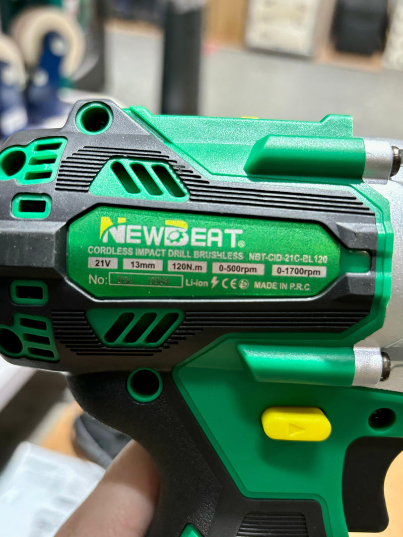 Newbeat 21V Cordless Impact Drill (BL) 1/2" 120N.m C/W 2 Battery and 1 Charger | Model: NBT-CID-21C-BL120 Cordless Impact Drill NEWBEAT 