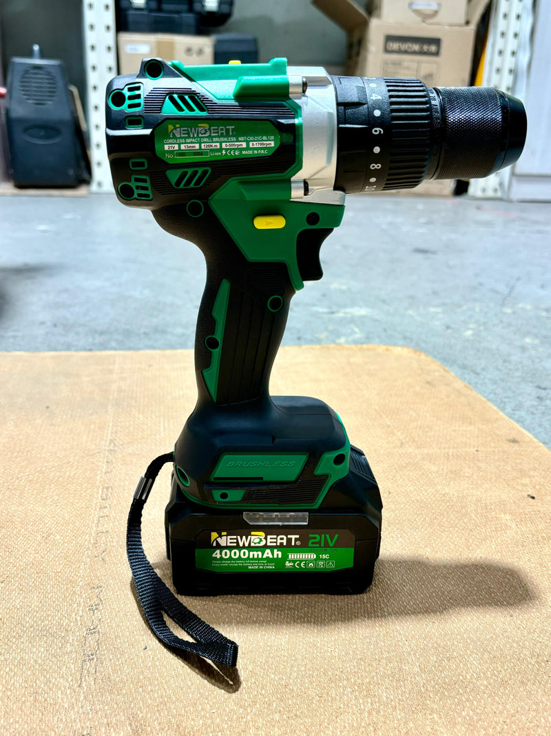 Newbeat 21V Cordless Impact Drill (BL) 1/2" 120N.m C/W 2 Battery and 1 Charger | Model: NBT-CID-21C-BL120 Cordless Impact Drill NEWBEAT 