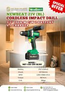 Newbeat 21V Cordless Impact Drill (BL) 1/2" 160N.m c/w 2 Battery and 1 Charger | Model: NBT-CID-21H-BL160 Cordless Impact Drill Newbeat 