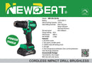 NEWBEAT 21V Cordless Impact Drill Brushless | Model : NBT-CID-21D-BL Cordless Impact Drill NEWBEAT 