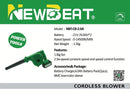 NEWBEAT 21V Cordless Leaves Blower C/W 2 Battery & 1 Charger | Model : NBT-CB-2.0A Cordless Blower NEWBEAT 