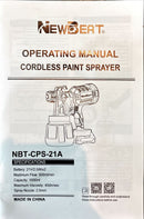 Newbeat 21V Cordless Paint Sprayer C/W 2 Battery And 1 Charger | Model: NBT-CPS-21A Cordless Paint Sprayer Newbeat 