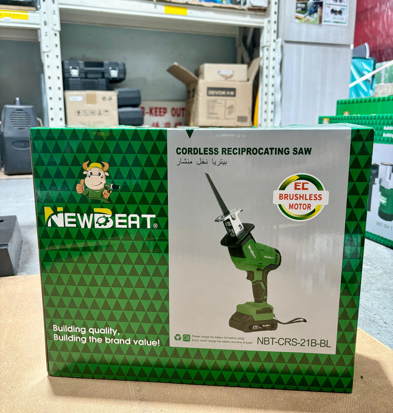 Newbeat 21V Cordless Reciprocating Saw C/W 2 Battery and 1 Charger | Model : NBT-CRS-21B-BL Cordless Reciprocating Saw NEWBEAT 