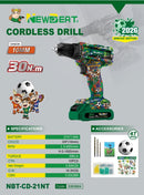 Newbeat 21v Football Cordless 3/8" 10mm Drill Kit Set C/W 2 Battery 1.5ah & 1 Charger | Model: NBT-CD-21NT Drill Newbeat 