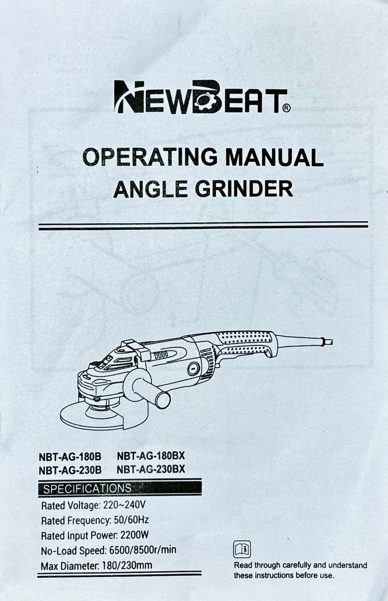 Newbeat 2200W Angle Grinder 180mm| Model: NBT-AG-180B Angle Grinder NEWBEAT 
