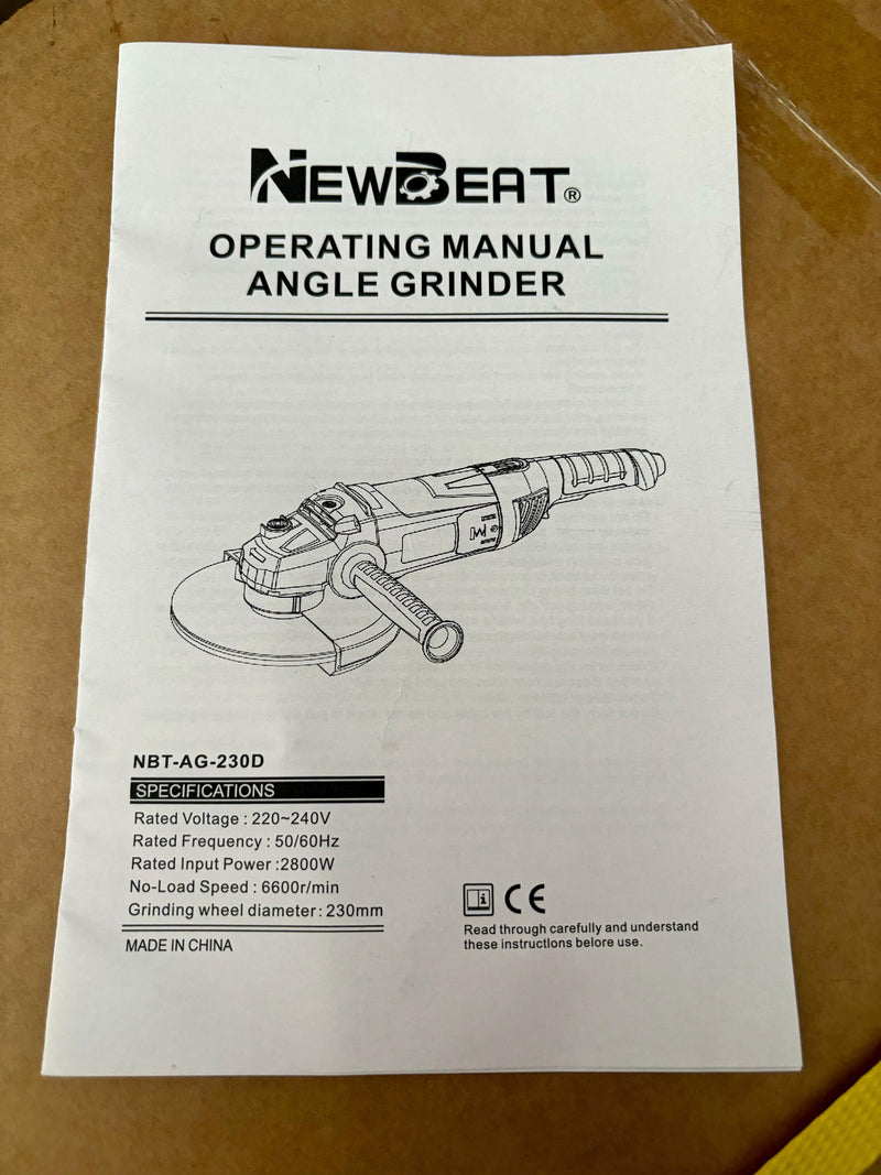 NEWBEAT 230MM 9" ANGLE GRINDER 2800W | Model : NBT-AG-230D NEWBEAT 