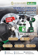 Newbeat 3/4" Cordless Impact Wrench (BL) SQ DR 21V 1300N.m C/W 2 Battery and 1 Charger | Model: NBT-CIW-21G-1300 Cordless Impact Wrench NEWBEAT 