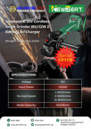 Newbeat 4" 21V Cordless Angle Grinder (BL) C/W 2 Battery & 1 Charger | Model: NBT-CAG-100H Cordless Angle Grinder NEWBEAT 