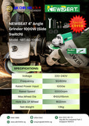 NEWBEAT 4" Angle Grinder 1000W (Side Switch) | Model : NBT-AG-100BC Angle Grinder NEWBEAT 