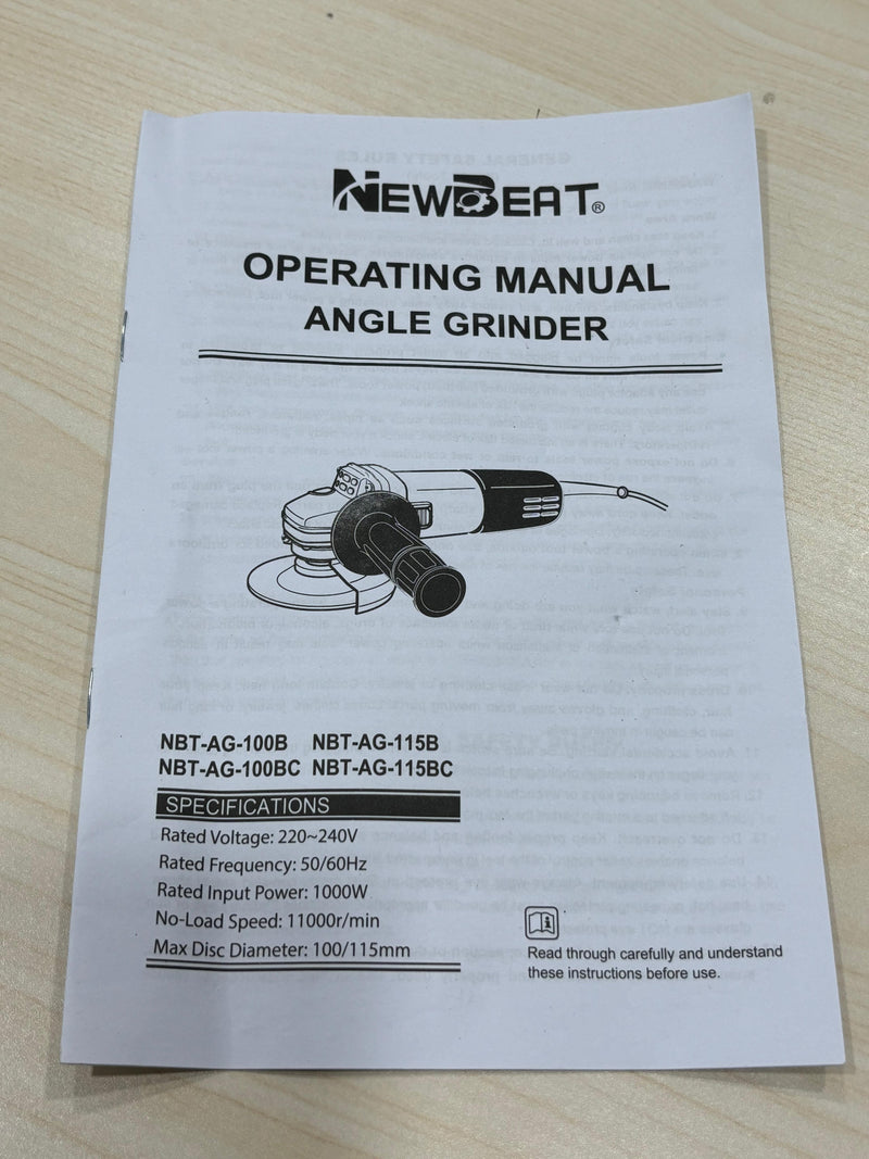 NEWBEAT 4" ANGLE GRINDER 1000W (SIDE SWITCH) | Model : NBT-AG-100BC NEWBEAT 