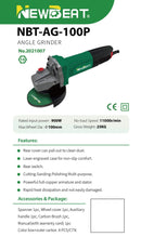 Newbeat 4" Angle Grinder 900W (Rear Switch) | Model: NBT-AG-100P Angle Grinder Newbeat 