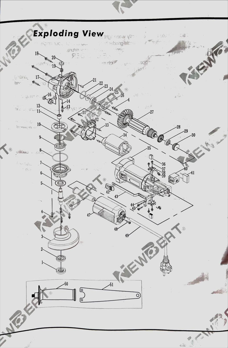 Newbeat 4" Angle Grinder 900W (Rear Switch) | Model: NBT-AG-100P Angle Grinder Newbeat 