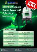 NEWBEAT 5 Line Green Laser with 2 Battery | Model : NBT-LL-5A Laser NEWBEAT 