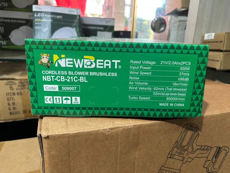 Newbeat Cordless Blower Brushless 21V 85000 RPM C/W 2 Battery And 1 Charger | Model: NBT-CB-21C-BL Cordless Blower Newbeat 